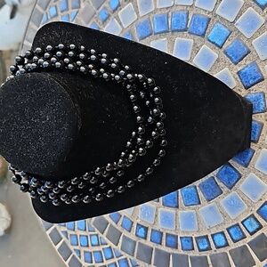 Long Black Glass Beaded Necklace